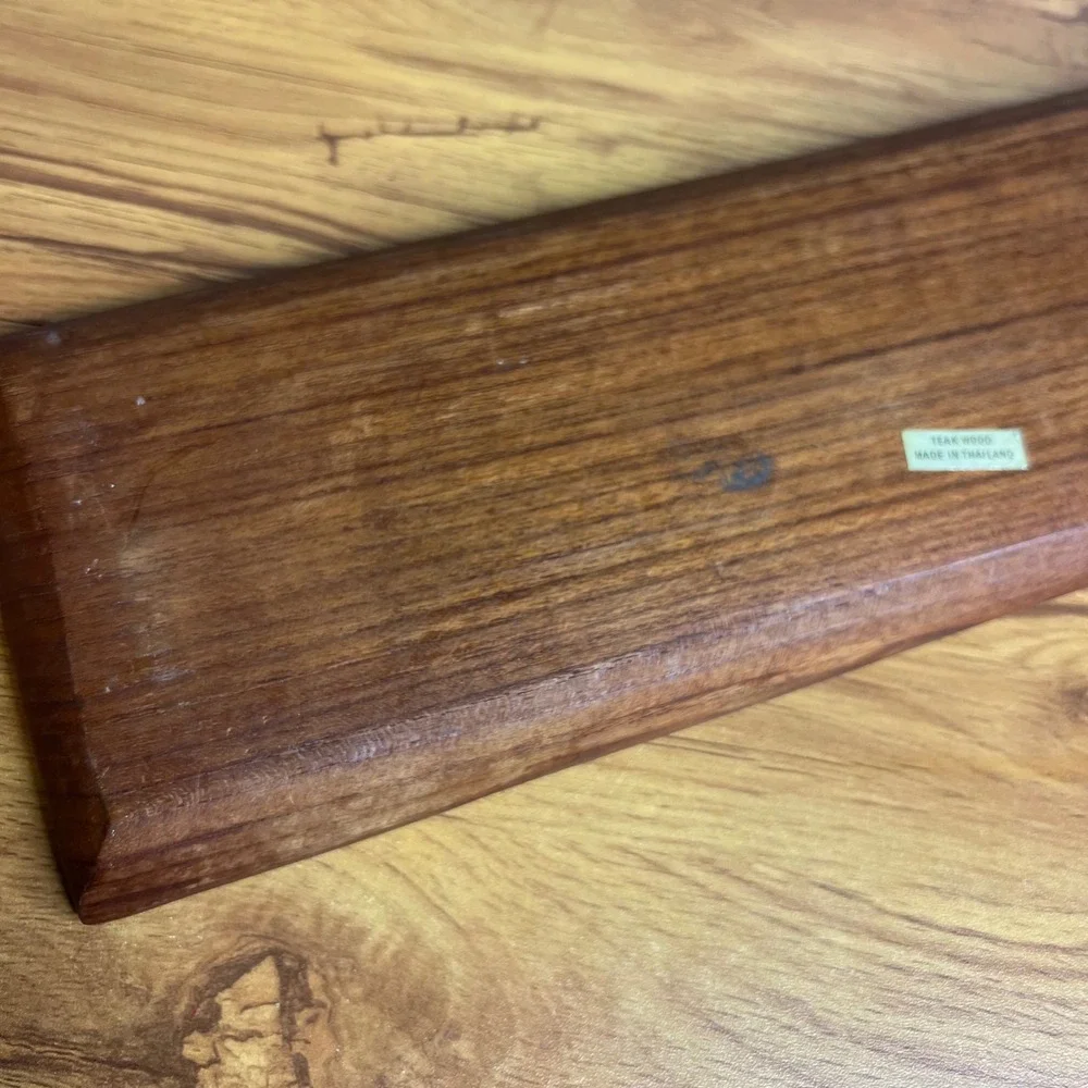 VintagTeak Wood Trinket Tray Serving Dish 3 Section MCM Appetizer Dish Boho